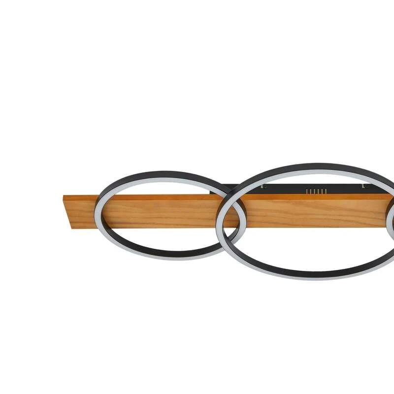 B-Ware Lindby Deckenleuchte Deckenlampe LED Lampe Galad schwarz Holz dimmbar 98 cm