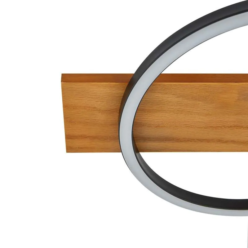B-Ware Lindby Deckenleuchte Deckenlampe LED Lampe Galad schwarz Holz dimmbar 98 cm