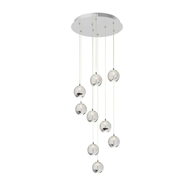 B-Ware Lucande Hayley LED-Hängeleuchte Hängelampe Lampe Wohnzimmerlampe 9-flammig chrom
