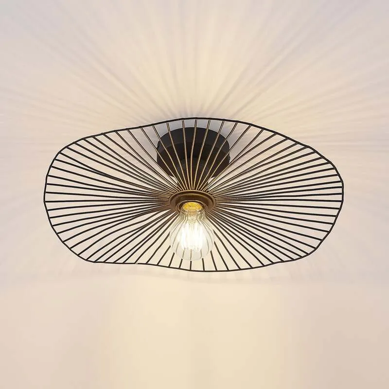 B-Ware Lindby Deckenleuchte Ruota LED Lampe Leuchte dimmbar schwarz Ø40cm 11cm hoch