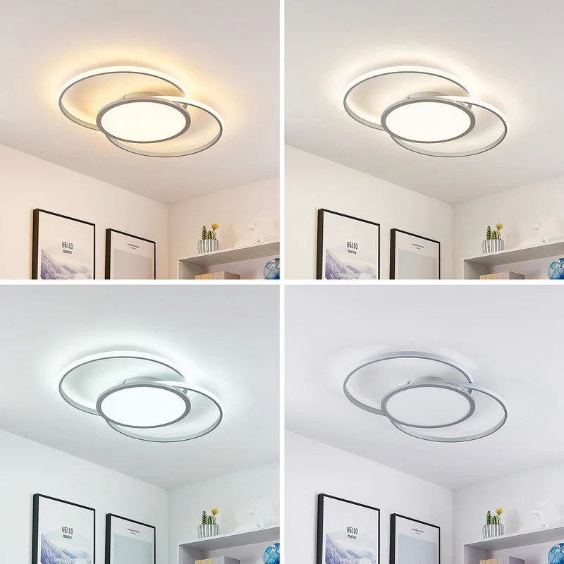 B-Ware Lucande Deckenleuchte Deckenlampe LED Senne Silber Leuchte Lampe Wohnzimmer Mode