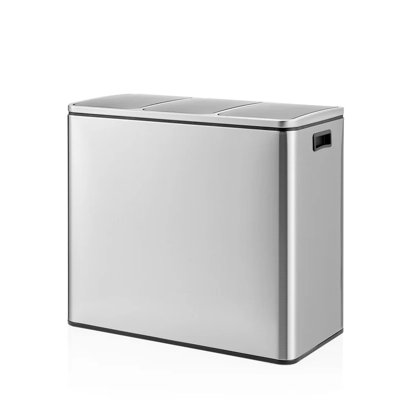 B-Ware hjh OFFICE Abfallsammler Mülleimer Mülltrennsystem Metallbehälter silber 54 l