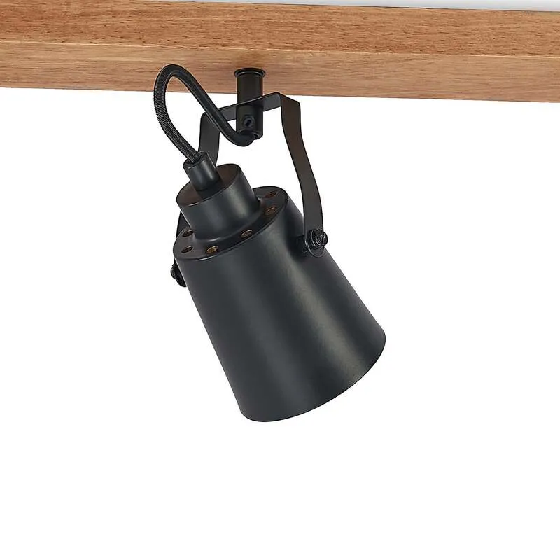 B-Ware Lindby Deckenstrahler Kimban 5-flg 106 cm Holz Metall dimmbar schwarz/gold