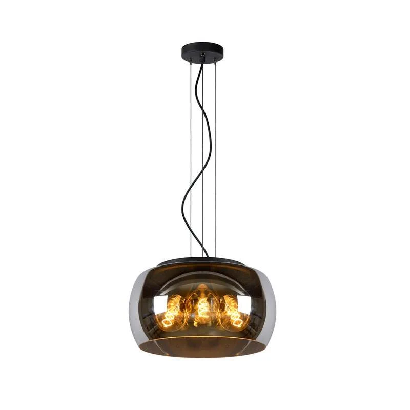B-Ware Lucide Hängeleuchte Pendelleuchte Olivia Glas rauchgrau schwarz E27 LED Ø 40 cm