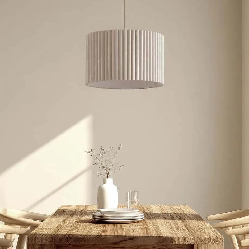 B-Ware Lindby Hängeleuchte Libbie 45 cm creme Textil dimmbar E27 15 W IP20