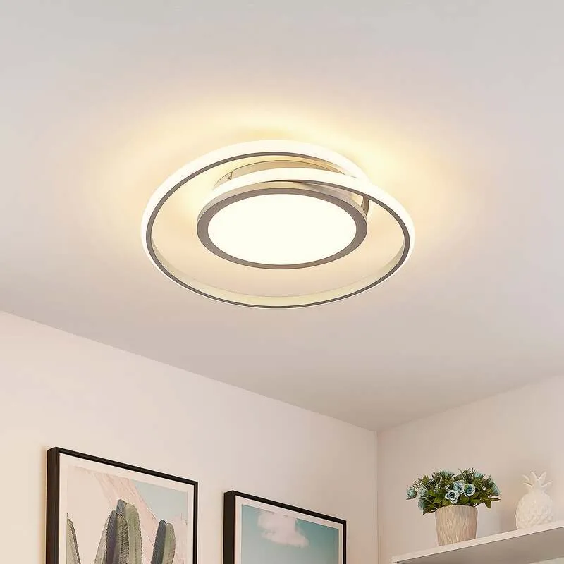 B-Ware Lucande Deckenleuchte Deckenlampe LED Noud silber Aluminium dimmbar 49 cm
