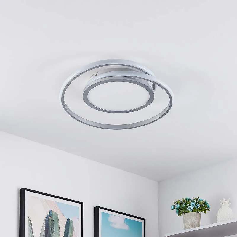 B-Ware Lucande Deckenleuchte Deckenlampe LED Noud silber Aluminium dimmbar 49 cm