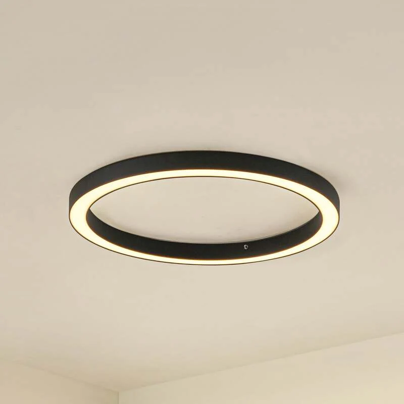 B-Ware Lucande Deckenleuchte Lampe LED schwarz Fernbedienung dimmbar Eisen Kunststoff