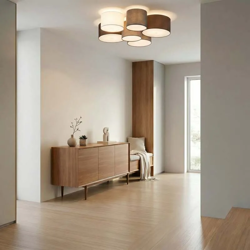 B-Ware Lindby Deckenlampe Hängeleuchte Laurenz LED 6-flammig dimmbar grau/braun Ø99cm
