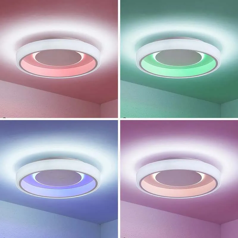 B-Ware Lindby Deckenleuchte Wikani LED Lampe dimmbar RGB CCT weiß Ø 49 cm Fernbedienung
