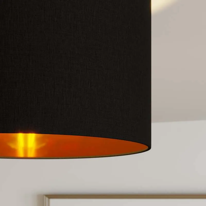B-Ware Lindby Deckenlampe Laurenz LED dimmbar 3-flg schwarz-gold Stoff Ø61cm 25,5cm