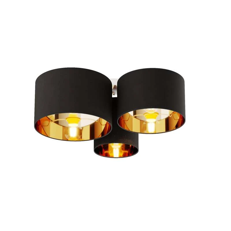 B-Ware Lindby Deckenlampe Laurenz LED dimmbar 3-flg schwarz-gold Stoff Ø61cm 25,5cm