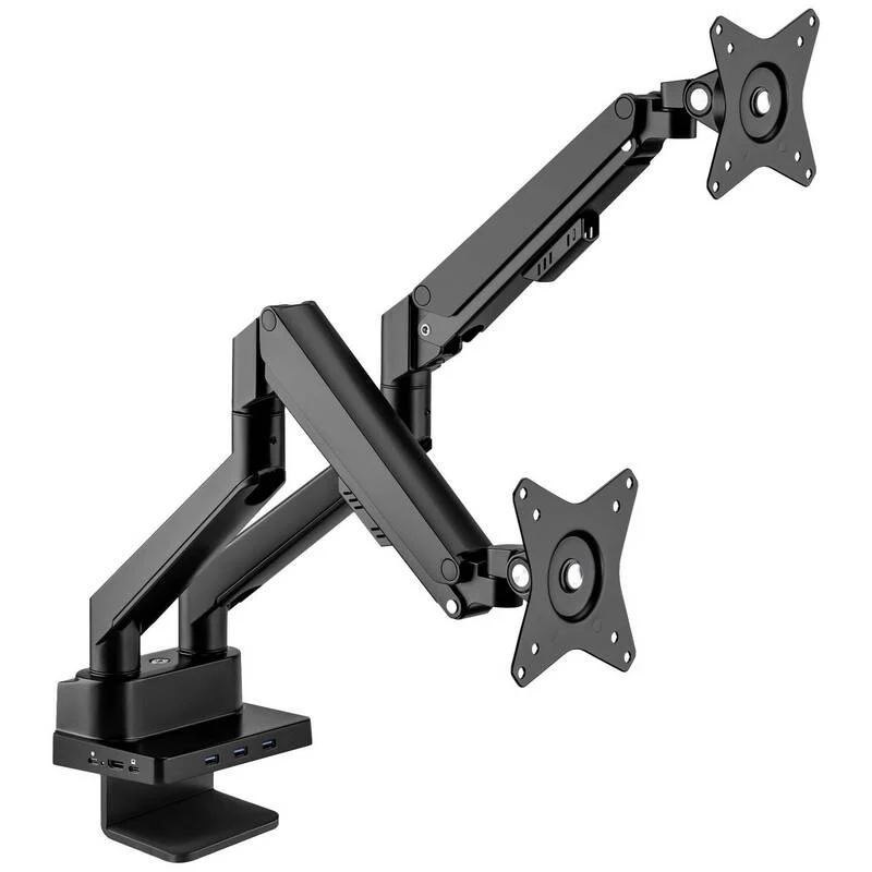 B-Ware Manhattan Monitor-Tischhalterung 2 Displays Neigbar Schwenkbar Schwarz 43-81cm
