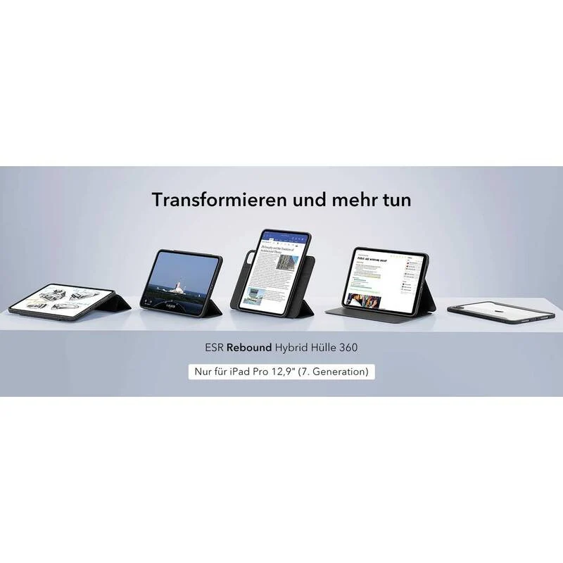 B-Ware ESR Tablet-Cover BookCase für Apple iPad Pro 13" (M4, 2024) Schwarz Transparent