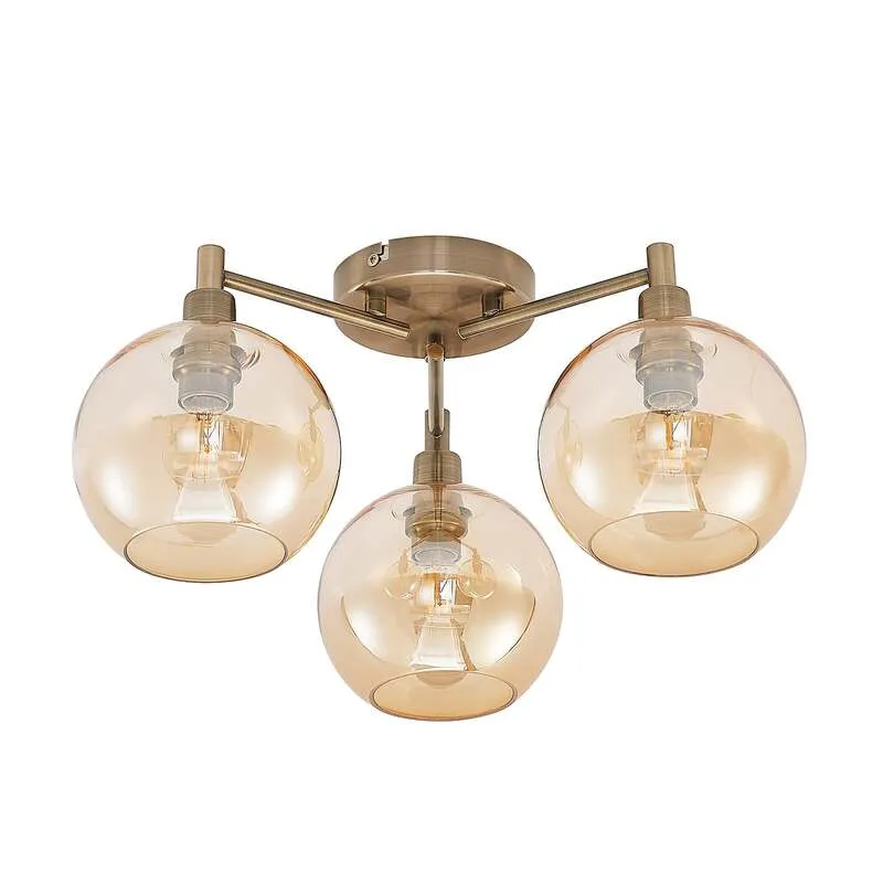 B-Ware Lindby Jemissa Deckenlampe 3-flammig amber dimmbar 21,5 cm Höhe 46 cm Durchme...