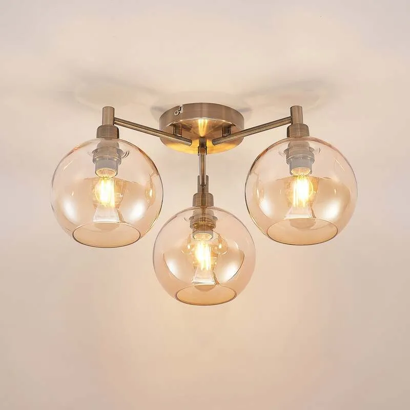 B-Ware Lindby Jemissa Deckenlampe 3-flammig amber dimmbar 21,5 cm Höhe 46 cm Durchme...
