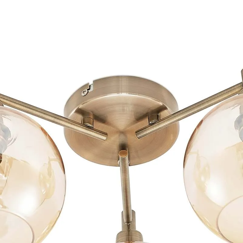 B-Ware Lindby Jemissa Deckenlampe 3-flammig amber dimmbar 21,5 cm Höhe 46 cm Durchme...