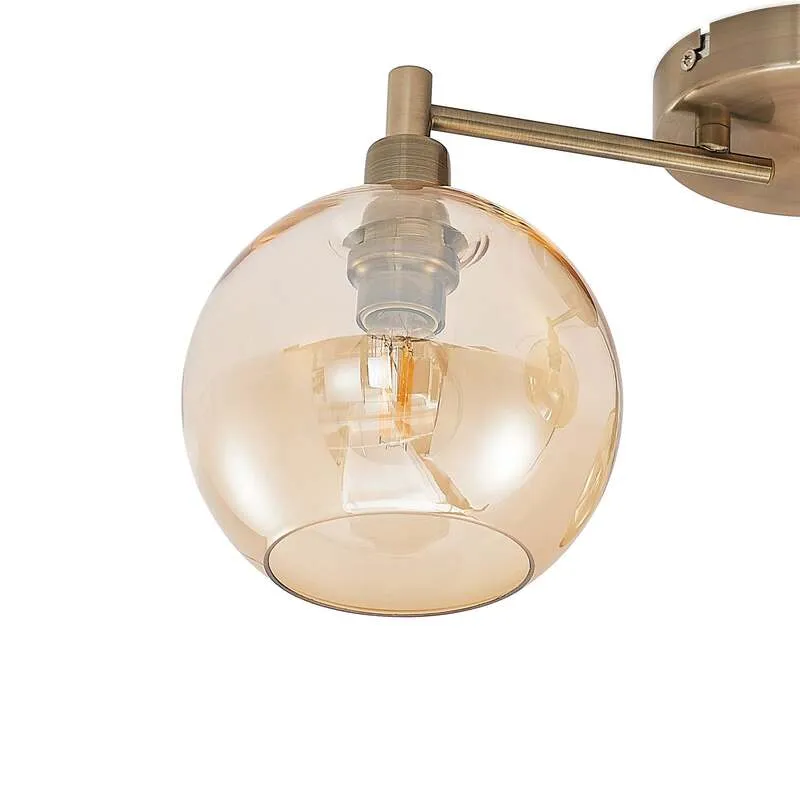 B-Ware Lindby Jemissa Deckenlampe 3-flammig amber dimmbar 21,5 cm Höhe 46 cm Durchme...