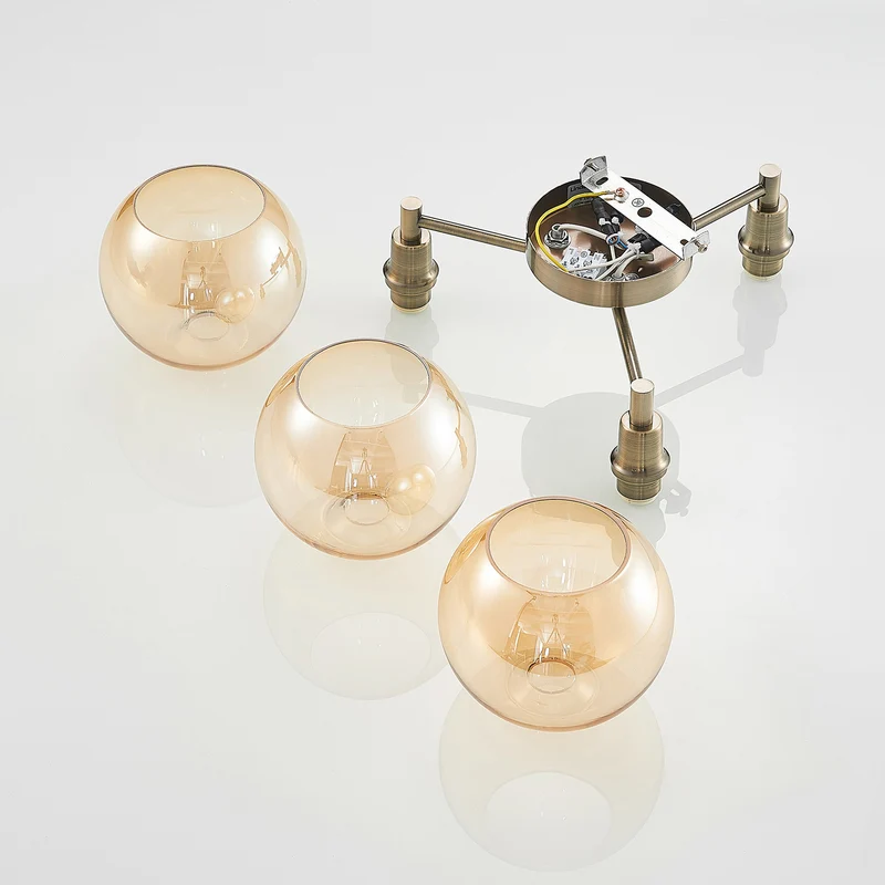 B-Ware Lindby Jemissa Deckenlampe 3-flammig amber dimmbar 21,5 cm Höhe 46 cm Durchme...