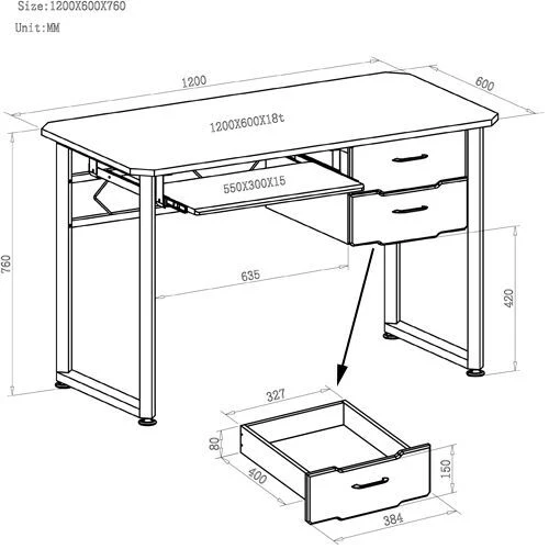 B-Ware WORKFLOW 120x60cm Schreibtisch Bürotisch Computertisch Büro-Tisch Graphit Weiß