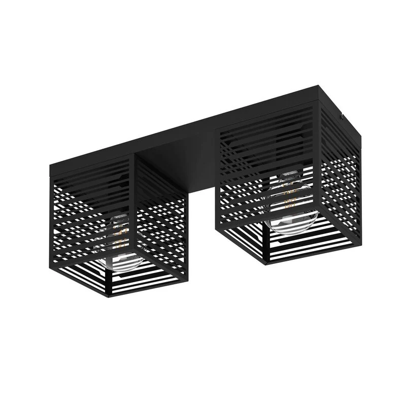B-Ware EGLO Deckenlampe Deckenleuchte Leuchte Piedritas zwei schwarze Quaderschirme