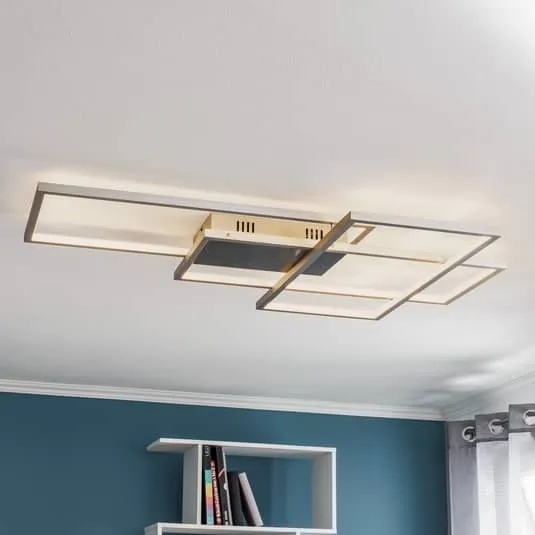 B-Ware Lindby Deckenlampe Deckenleuchte LED WiZ App steuerbar RGBW nickel dimmbar
