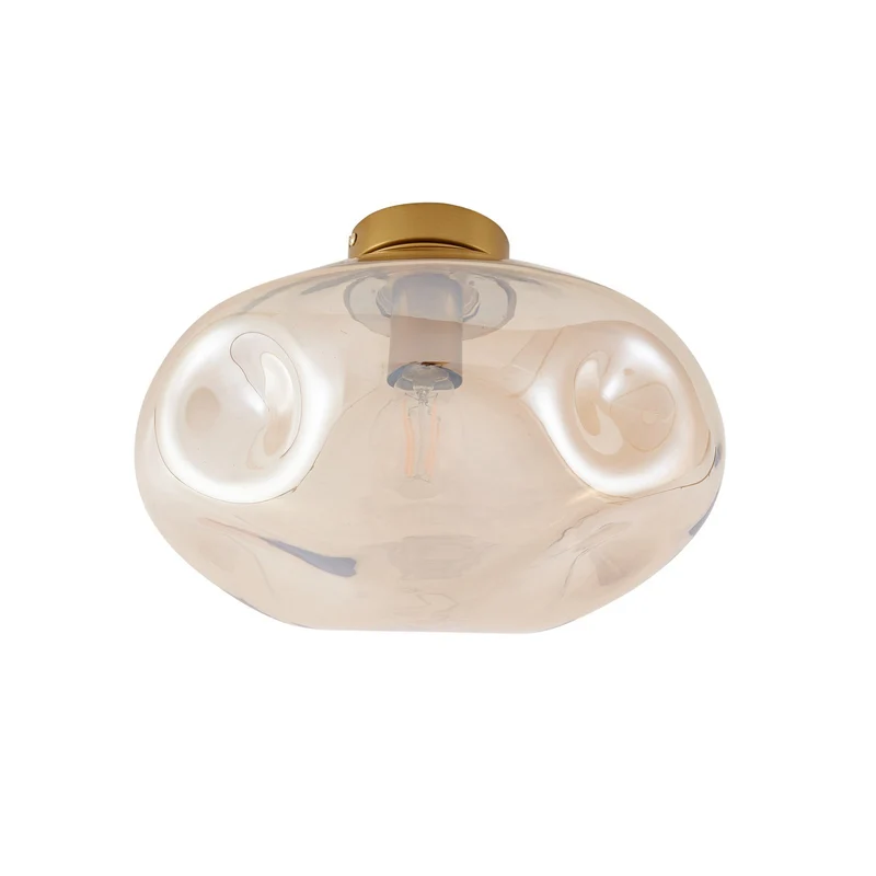 B-Ware Lindby Deckenleuchte Lampe Lelia amber Glas 35 cm runde Wohnraumleuchte