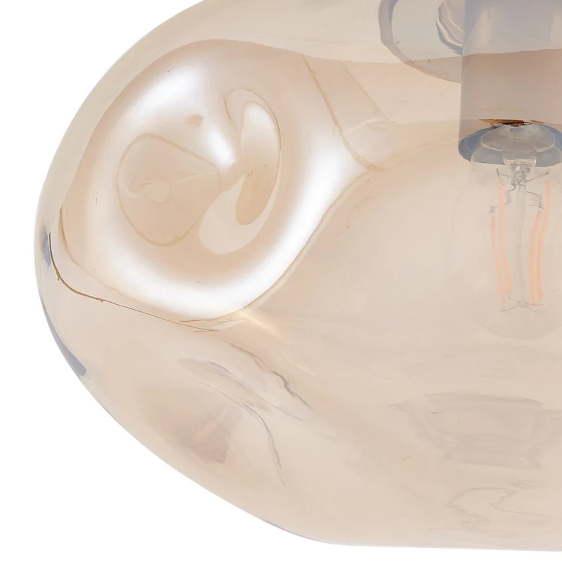 B-Ware Lindby Deckenleuchte Lampe Lelia amber Glas 35 cm runde Wohnraumleuchte
