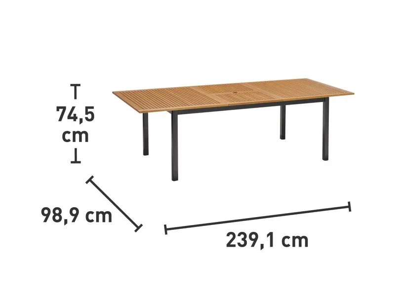 D-Ware Gartentisch Terrassentisch Ausziehbar FSC-Holz Braun 180-240cm x 100cm