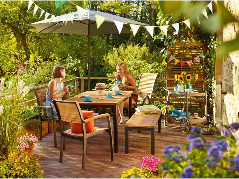 D-Ware Gartentisch Terrassentisch Ausziehbar FSC-Holz Braun 180-240cm x 100cm