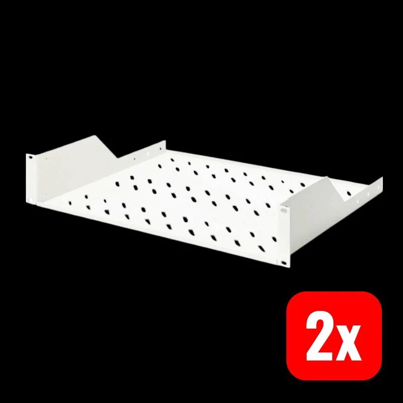 B-Ware Digitus Netzwerkschrank-Fachboden 19 Zoll 2 HE Lichtgrau ab 450mm Blech grau