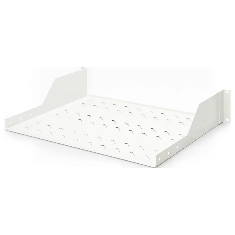 B-Ware Digitus Netzwerkschrank-Fachboden 19 Zoll 2 HE Lichtgrau ab 450mm Blech grau