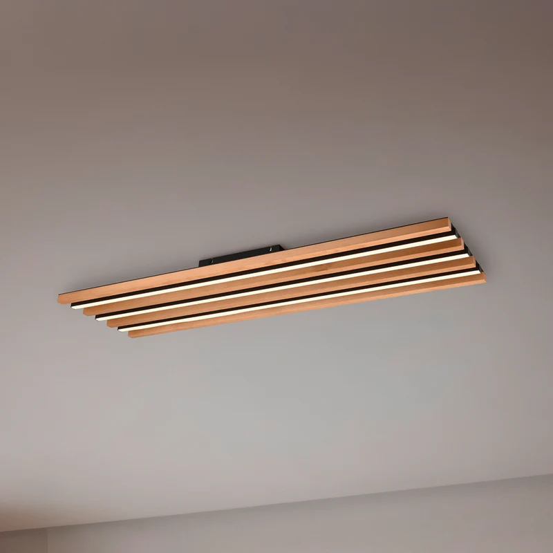 B-Ware Fontana Deckenlampe Deckenleuchte LED Holz Metall schwarz holz dimmbar 114 x 30
