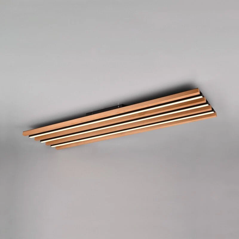 B-Ware Fontana Deckenlampe Deckenleuchte LED Holz Metall schwarz holz dimmbar 114 x 30