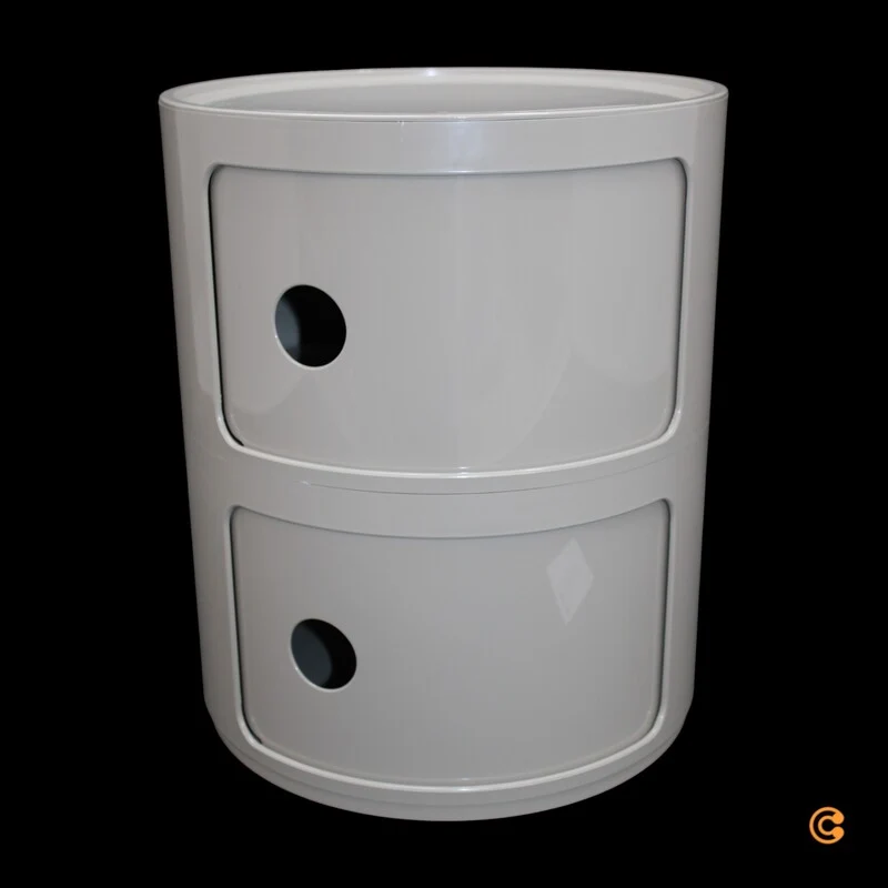 B-Ware Kartell Componibili Container Schrank Aufbewahrung Rund 2 Ebenen taubengrau