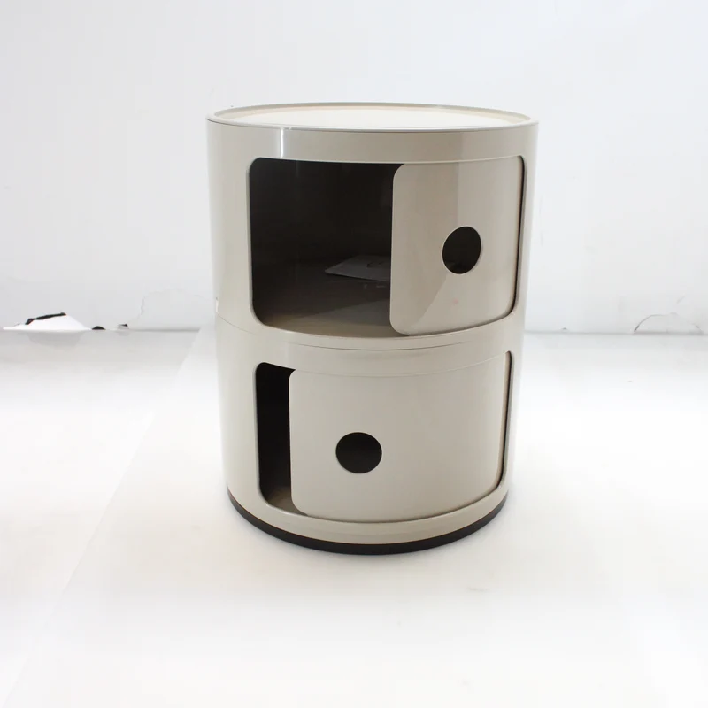 B-Ware Kartell Componibili Container Schrank Aufbewahrung Rund 2 Ebenen taubengrau