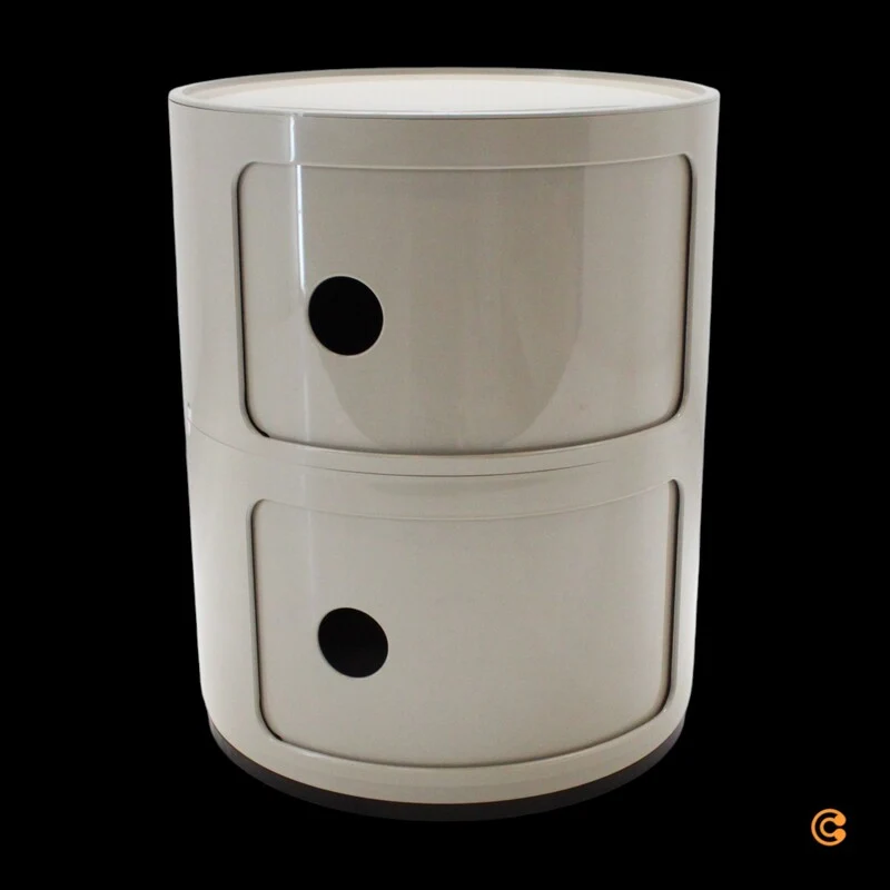 B-Ware Kartell Componibili Container Schrank Aufbewahrung Rund 2 Ebenen taubengrau