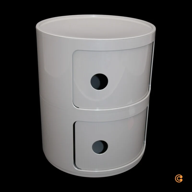 B-Ware Kartell Componibili Container Schrank Aufbewahrung Rund 2 Ebenen taubengrau