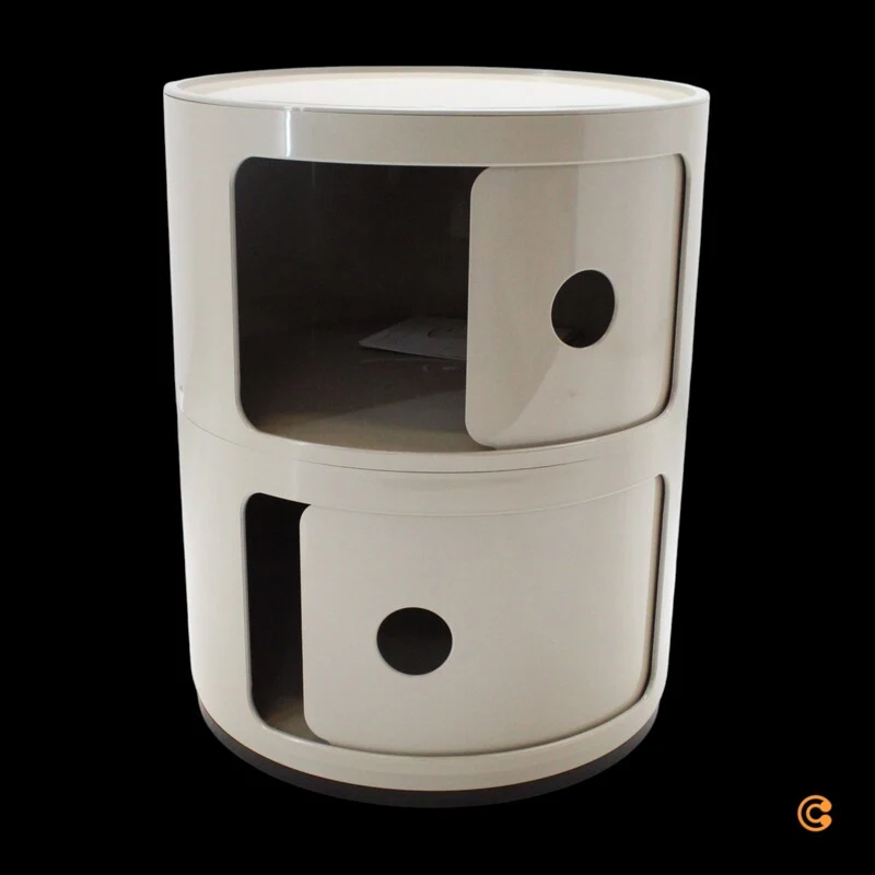 B-Ware Kartell Componibili Container Schrank Aufbewahrung Rund 2 Ebenen taubengrau