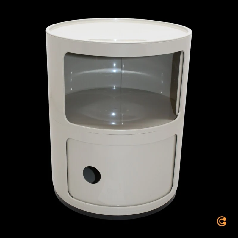 B-Ware Kartell Componibili Container Schrank Aufbewahrung Rund 2 Ebenen taubengrau
