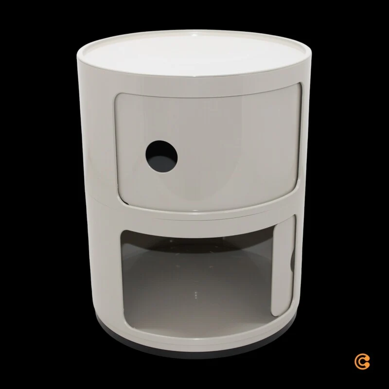 B-Ware Kartell Componibili Container Schrank Aufbewahrung Rund 2 Ebenen taubengrau