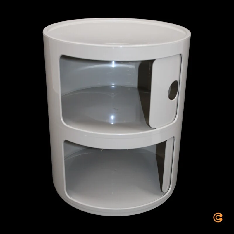 B-Ware Kartell Componibili Container Schrank Aufbewahrung Rund 2 Ebenen taubengrau