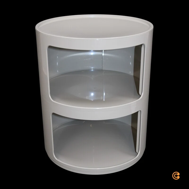 B-Ware Kartell Componibili Container Schrank Aufbewahrung Rund 2 Ebenen taubengrau