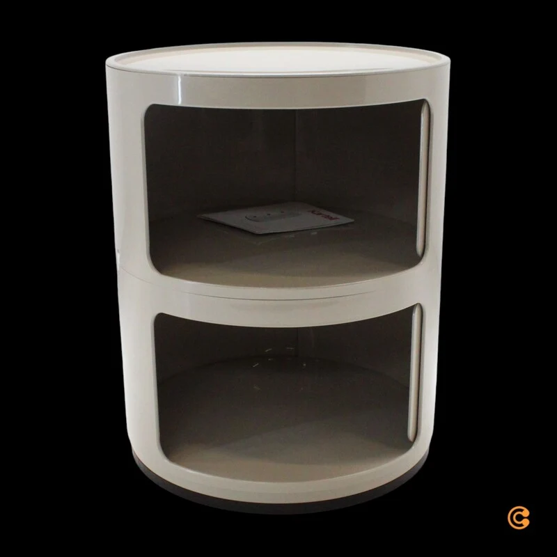 B-Ware Kartell Componibili Container Schrank Aufbewahrung Rund 2 Ebenen taubengrau
