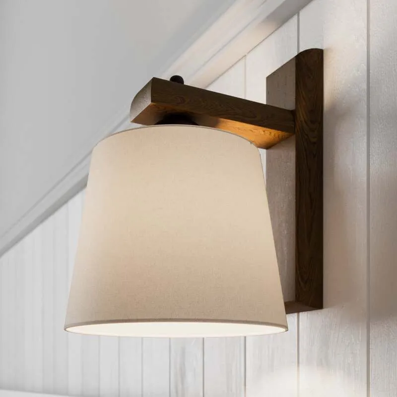 B-Ware Wandleuchte Sweden mit Holzgestell nussbaum eiche Wandlampe Lampe Leuchte Licht