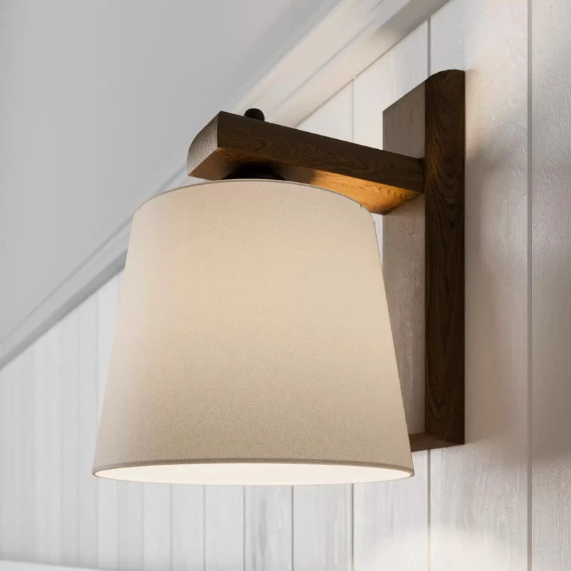 B-Ware Wandleuchte Sweden mit Holzgestell nussbaum eiche Wandlampe Lampe Leuchte Licht