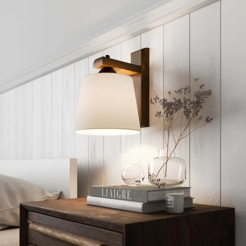B-Ware Wandleuchte Sweden mit Holzgestell nussbaum eiche Wandlampe Lampe Leuchte Licht