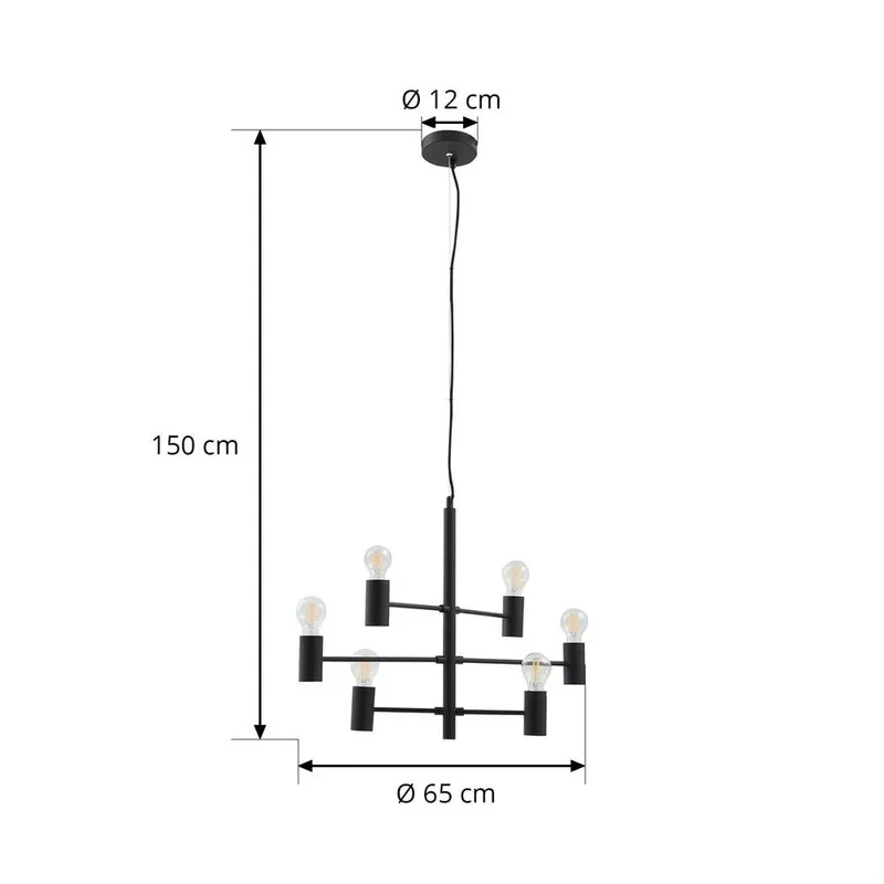 B-Ware Lucande Hängeleuchte Aidas schwarz Metall 6-flammig Deckenlampe Lampe Leuchte