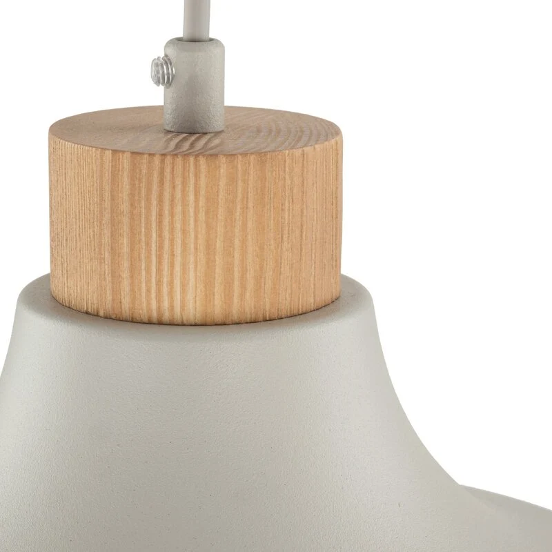 B-Ware Envostar Hängeleuchte Kaitt Holzdetail Ø 34 cm beige Deckenlampe Lampe Leuchte