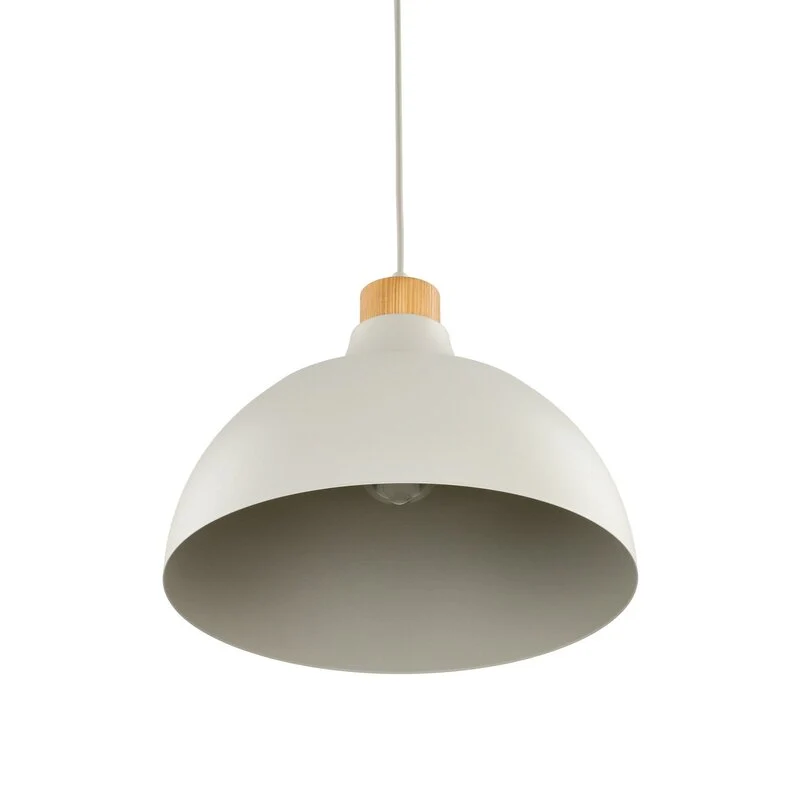 B-Ware Envostar Hängeleuchte Kaitt Holzdetail Ø 34 cm beige Deckenlampe Lampe Leuchte